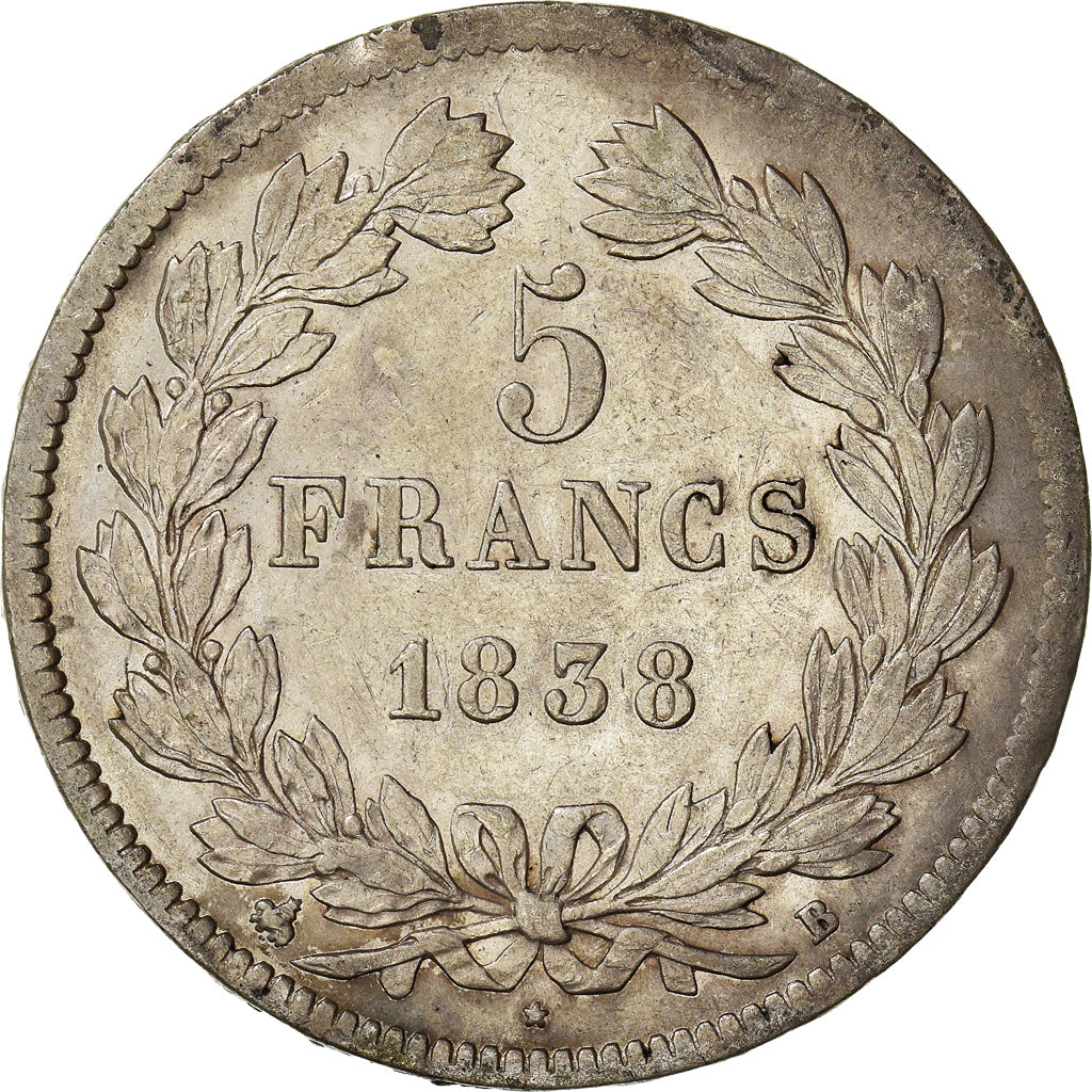 Coin, France, Louis-Philippe, 5 Francs, 1838, Rouen, EF(40-45), Silver