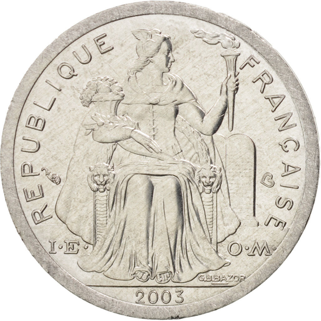 French Polynesia, Franc, 2003, Paris, MS(65-70), Aluminum, KM:11, Lecompte:23g