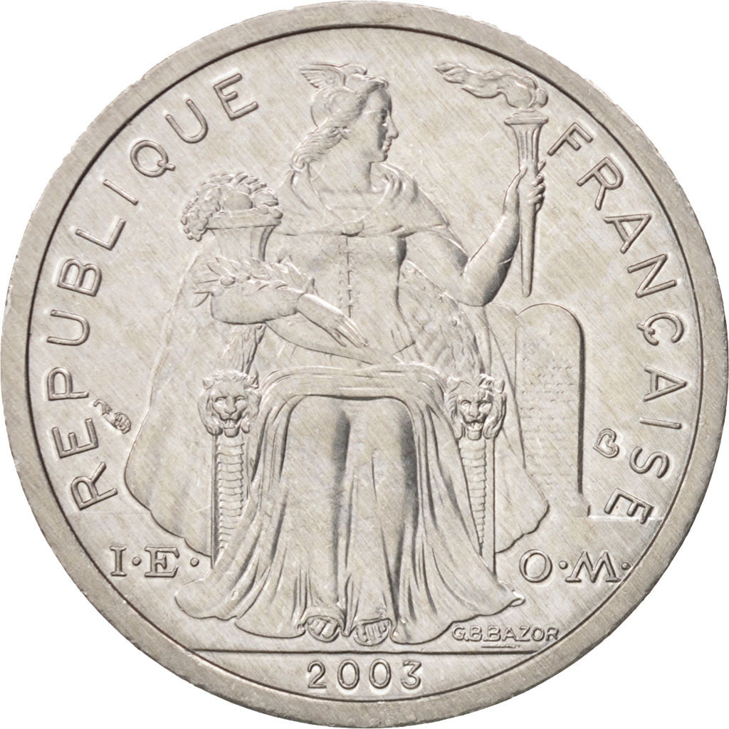 French Polynesia, 2 Francs, 2003, MS(65-70), Aluminum, KM:10, Lecompte:46f