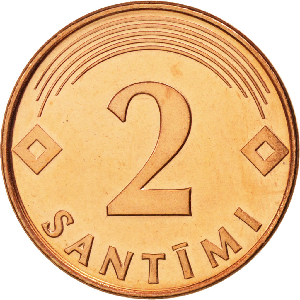 Monnaie, Latvia, 2 Santimi, 2000, FDC, Copper Clad Steel, KM:21