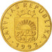 Coin, Latvia, 5 Santimi, 1992, MS(65-70), Nickel-brass, KM:16
