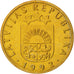 Coin, Latvia, 10 Santimu, 1992, MS(64), Nickel-brass, KM:17