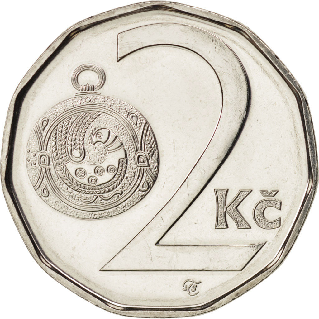 Czech Republic, 2 Koruny, 2002, MS(65-70), Nickel plated steel, KM:9