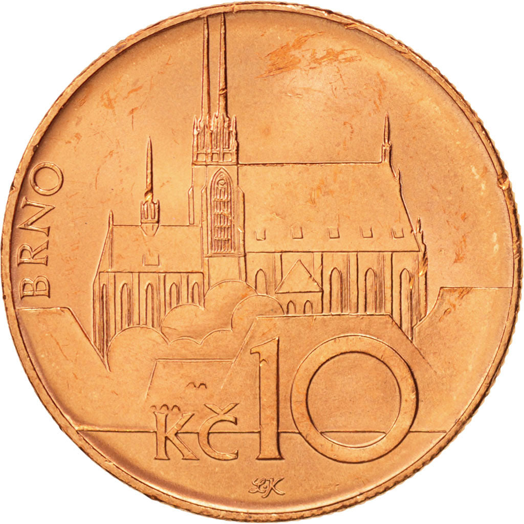 Coin, Czech Republic, 10 Korun, 2004, MS(64), Copper Plated Steel, KM:4