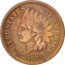 United States, Indian Head Cent, 1880, Philadelphia, EF(40-45), KM:90a
