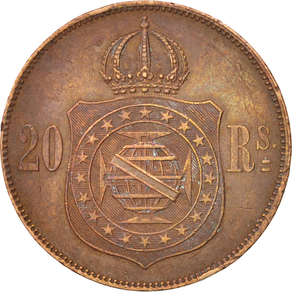 Brésil, Pedro II, 20 Reis, 1869, TTB+, Bronze, KM:474