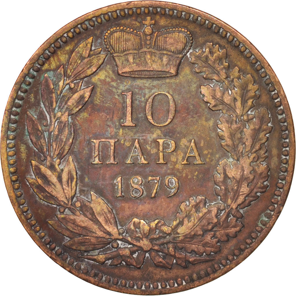 Serbia, Milan I, 10 Para, 1879, EF(40-45), Bronze, KM:8