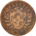 Moneda, Suiza, 2 Rappen, 1851, Paris, BC+, Bronce, KM:4.1