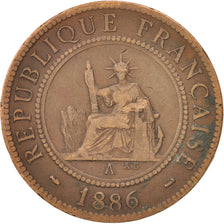 FRENCH INDO-CHINA, Cent, 1886, Paris, EF(40-45), Bronze, KM:1
