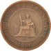 FRENCH INDO-CHINA, Cent, 1886, Paris, EF(40-45), Bronze, KM:1