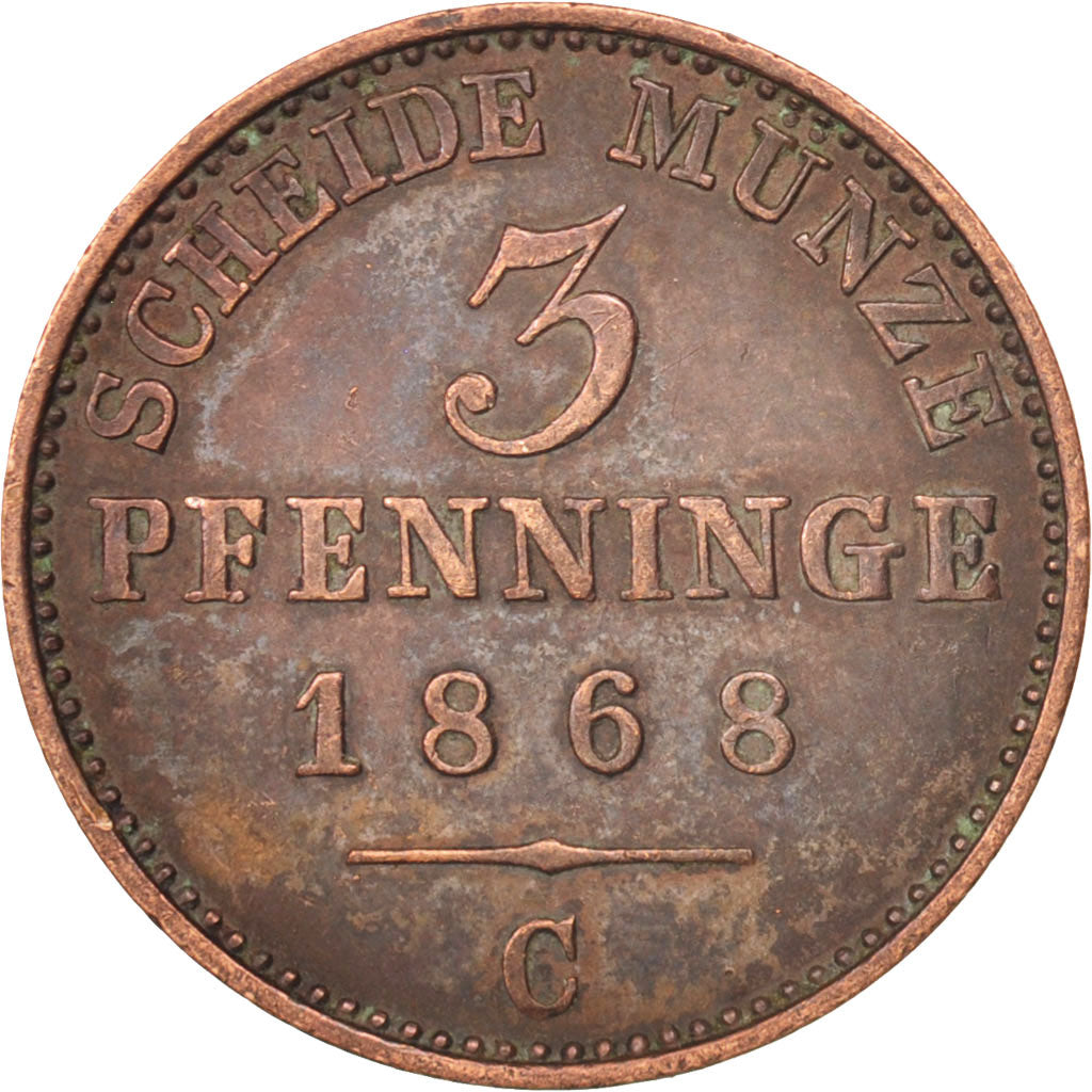 Moneda, Estados alemanes, PRUSSIA, Wilhelm I, 3 Pfennig, 1868, Cleves, EBC