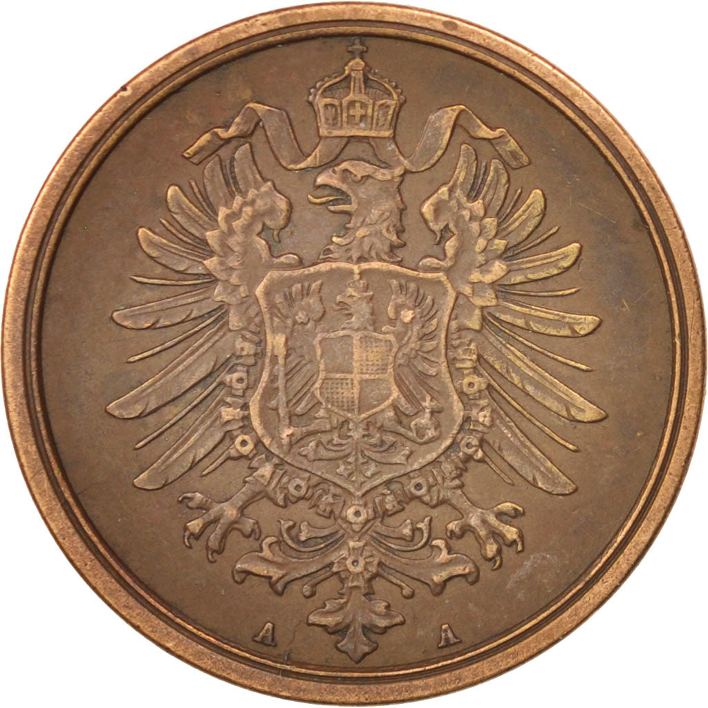 GERMANY - EMPIRE, Wilhelm I, 2 Pfennig, 1875, Berlin, AU(50-53), Copper, KM:2