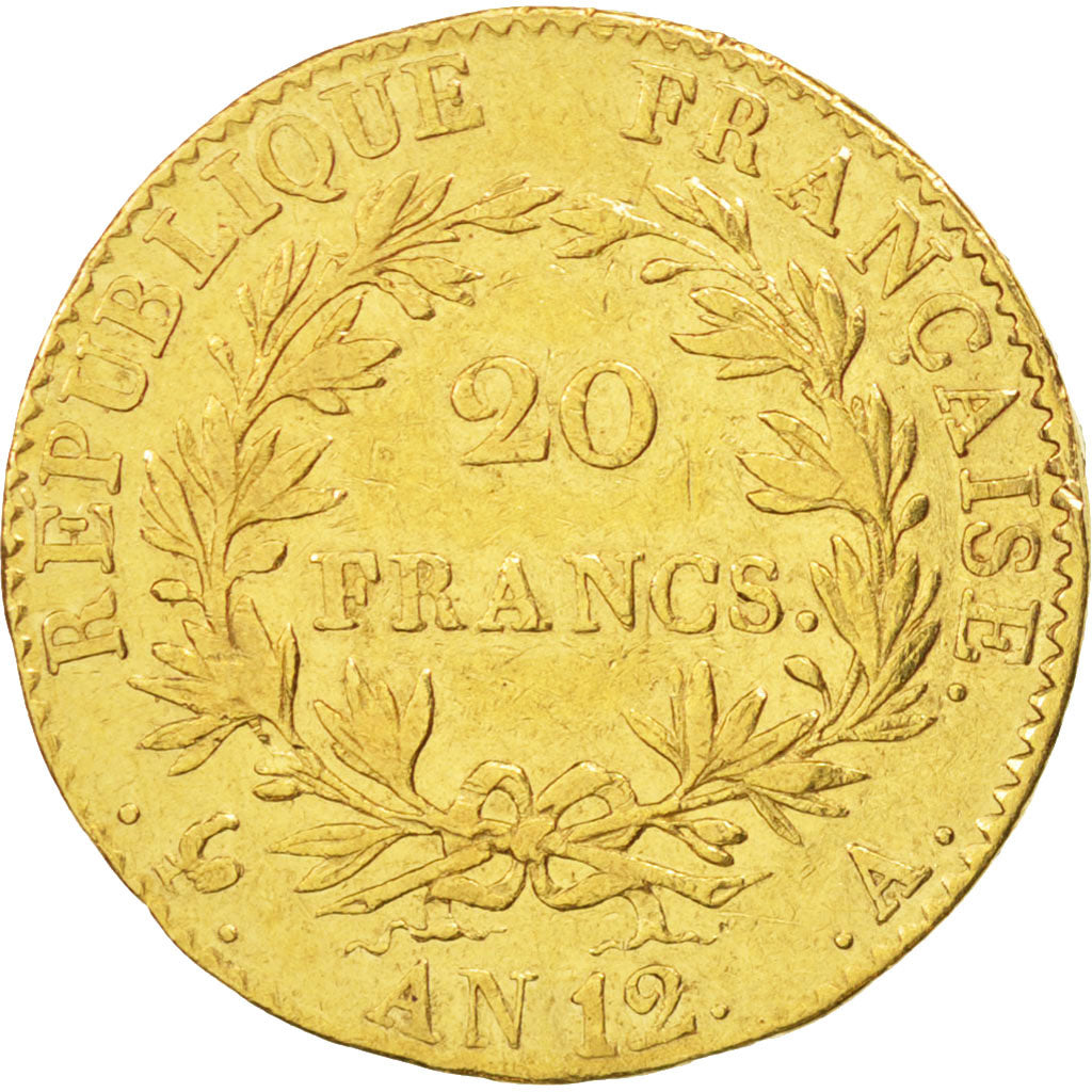 France, Napoleon I, 20 Francs, An 12, 1804, Paris, TTB, Or, KM:651, Gadoury:1021