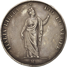 Munten, Italiaanse staten, LOMBARDY-VENETIA, 5 Lire, 1848, Milan, ZF, Zilver