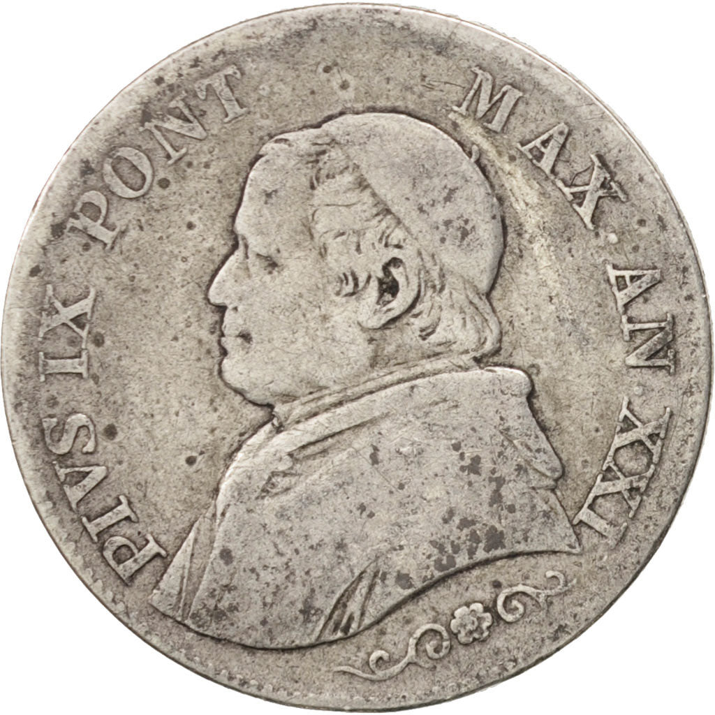 Coin, ITALIAN STATES, PAPAL STATES, Pius IX, Lira, 1866, Rome, VF(20-25)