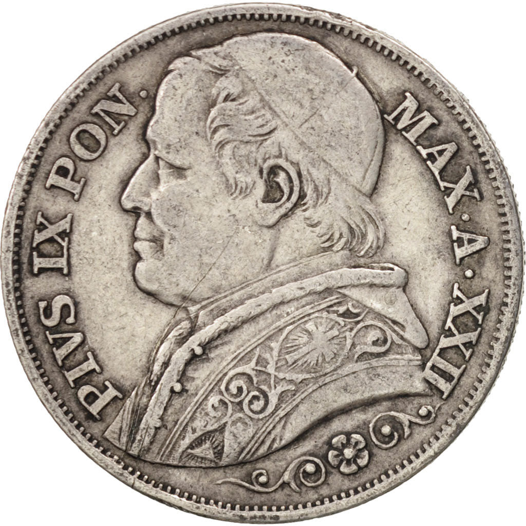 Coin, ITALIAN STATES, PAPAL STATES, Pius IX, 2 Lire, 1867, Rome, EF(40-45)