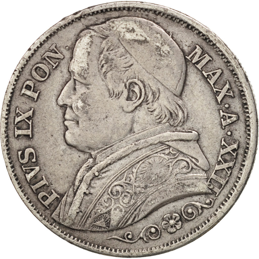 Coin, ITALIAN STATES, PAPAL STATES, Pius IX, 2 Lire, 1867, Rome, EF(40-45)