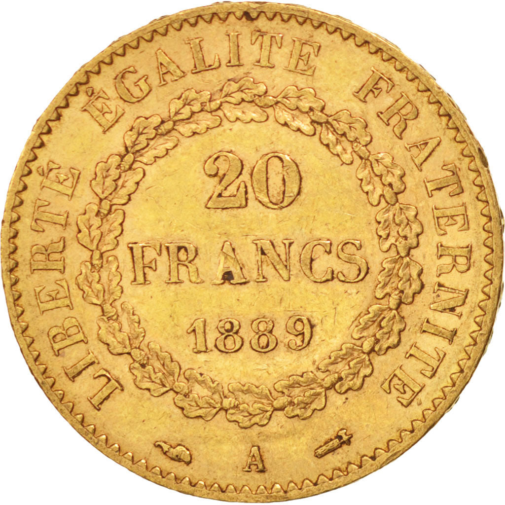 France, Génie, 20 Francs, 1889, Paris, TTB+, Or, KM:825, Gadoury:1063