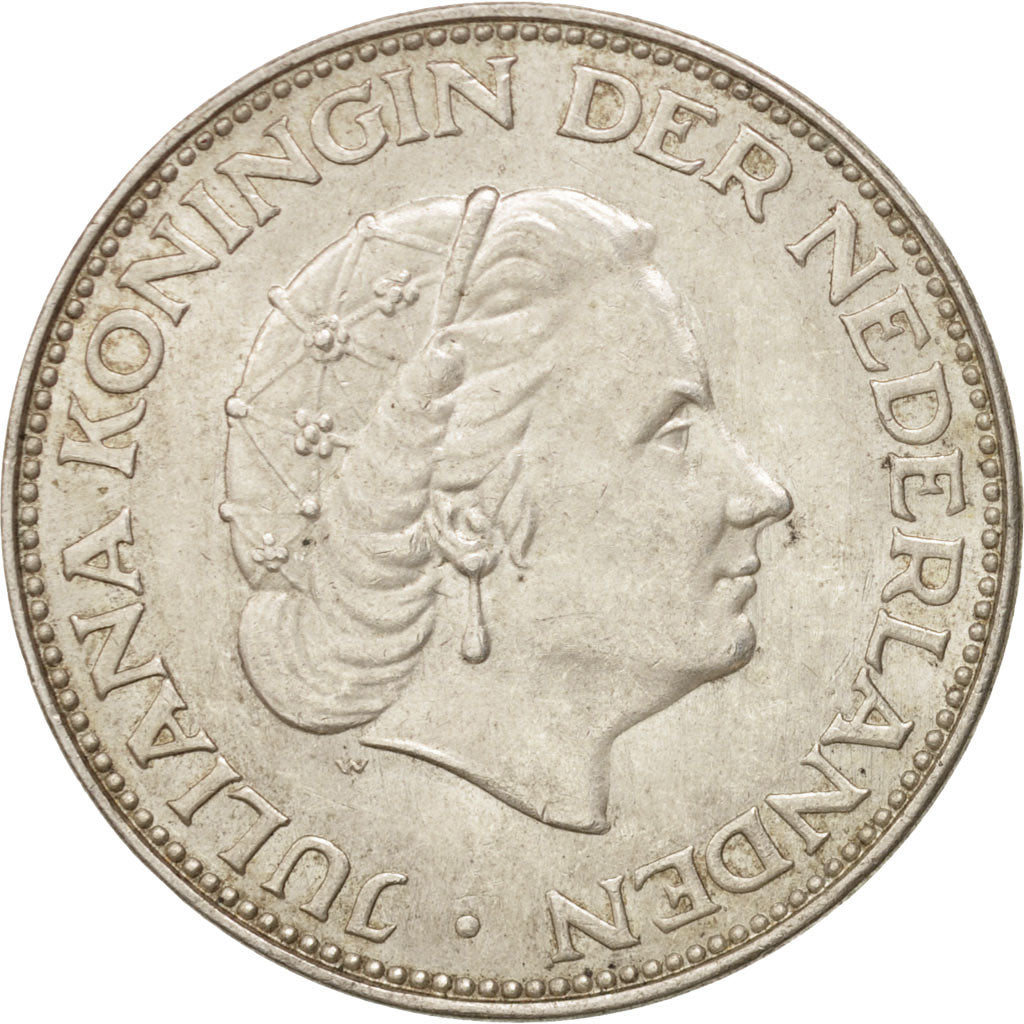 Coin, Netherlands, Juliana, 2-1/2 Gulden, 1963, MS(60-62), Silver, KM:185