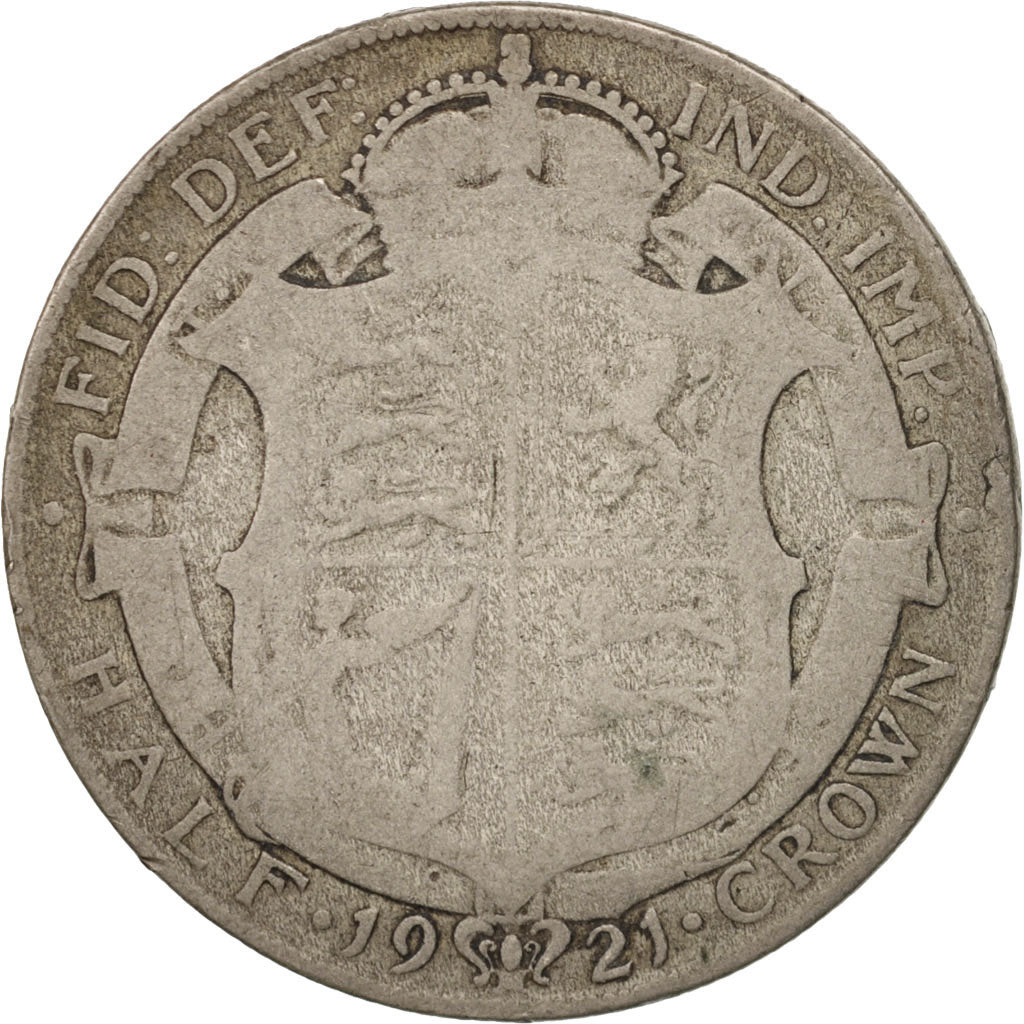 Great Britain, George V, 1/2 Crown, 1921, F(12-15), Silver, KM:818.1a