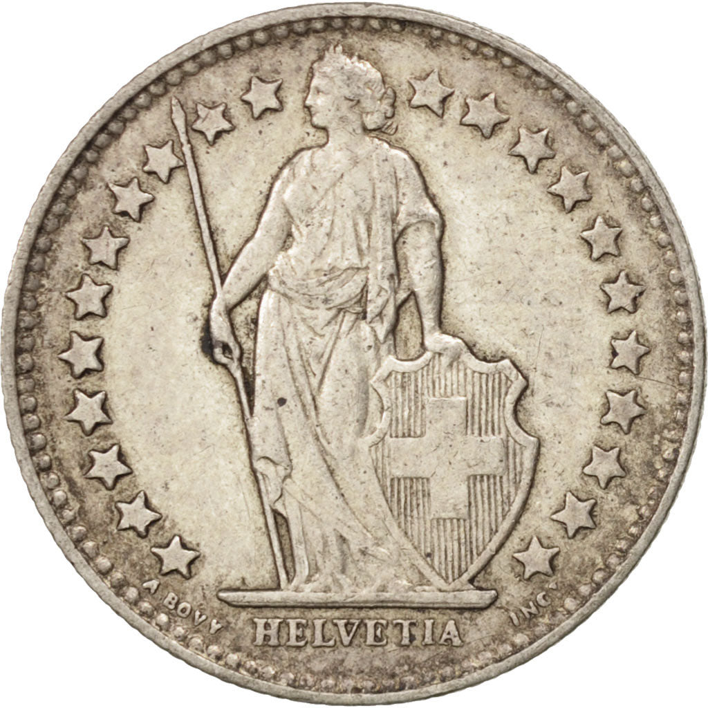 Switzerland, 1/2 Franc, 1955, Bern, AU(50-53), Silver, KM:23