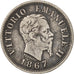 Italy, Vittorio Emanuele II, 50 Centesimi, 1867, Milan, VF(30-35), KM:14.1