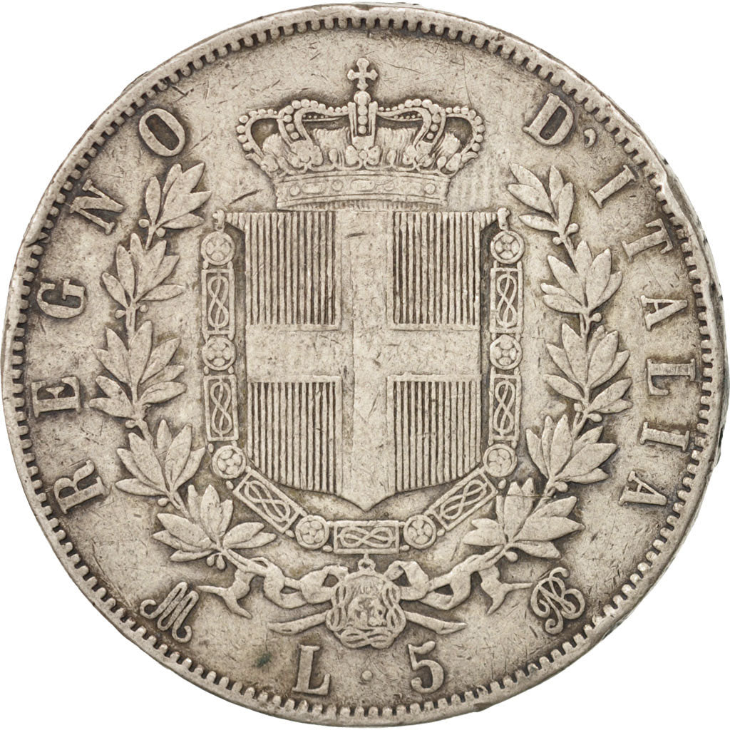 Italy, Vittorio Emanuele II, 5 Lire, 1869, Milan, VF(20-25), Silver, KM:8.3