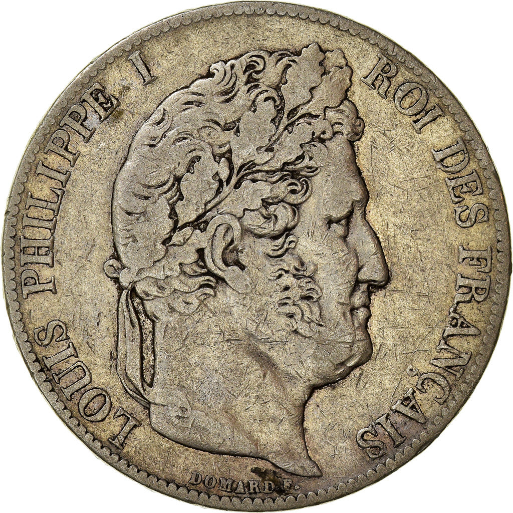 Moneta, Francia, Louis-Philippe, 5 Francs, 1845, Paris, BB, Argento, KM:749.1