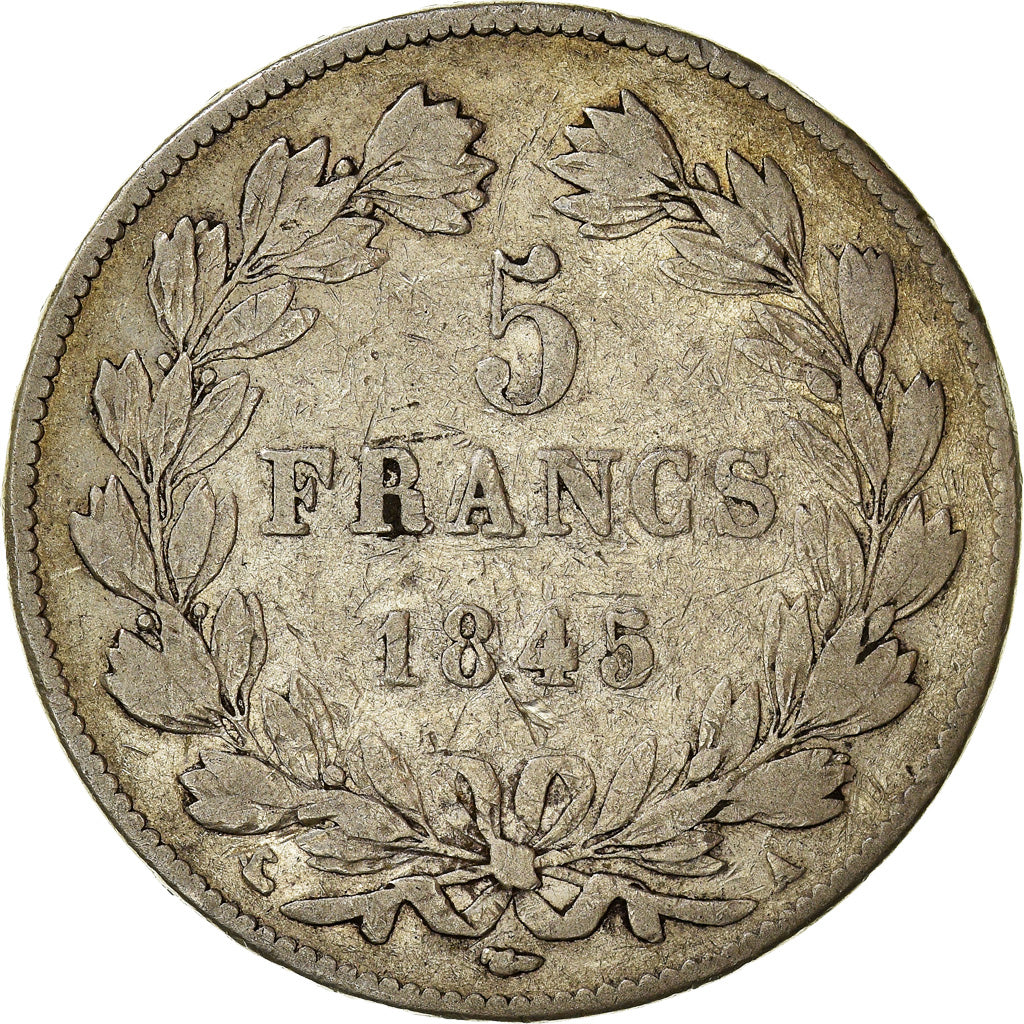 Moneta, Francia, Louis-Philippe, 5 Francs, 1845, Paris, BB, Argento, KM:749.1