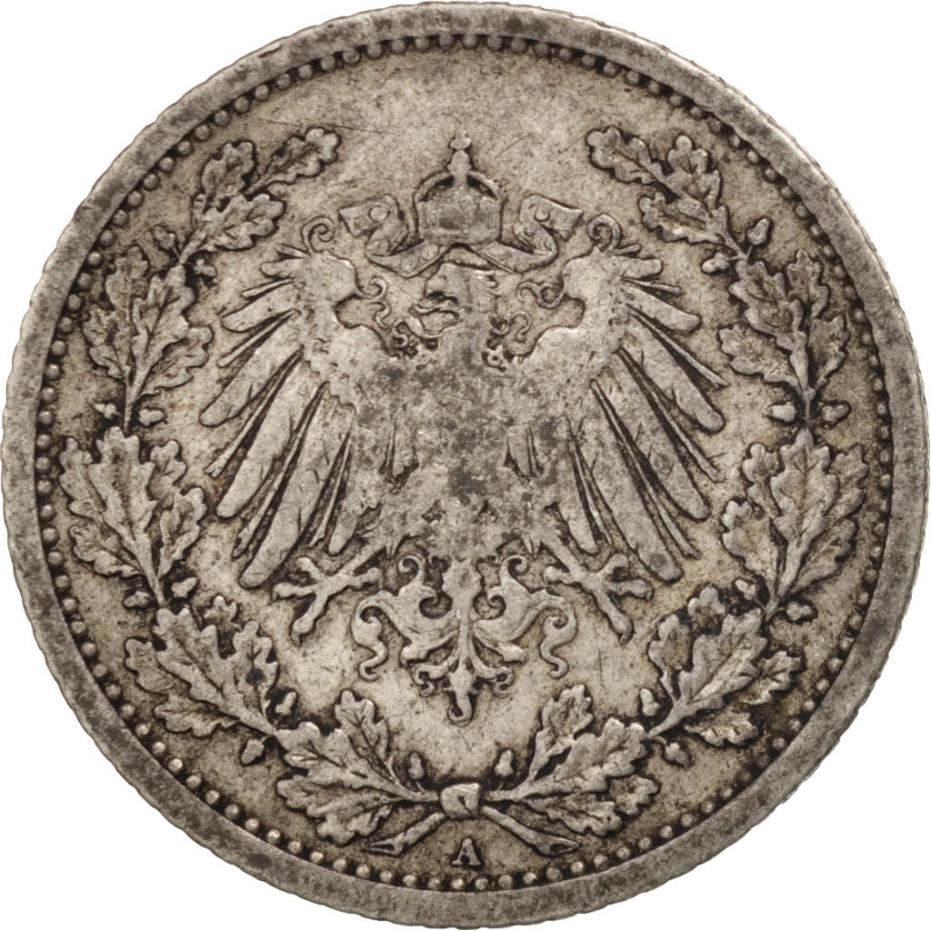 Moneda, ALEMANIA - IMPERIO, 1/2 Mark, 1906, Berlin, BC+, Plata, KM:17