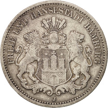 German States, HAMBURG, 2 Mark, 1896, Hamburg, EF(40-45), Silver, KM:612