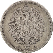 GERMANIA - IMPERO, Wilhelm I, 50 Pfennig, 1876, Karlsruhe, MB+, Argento, KM:6