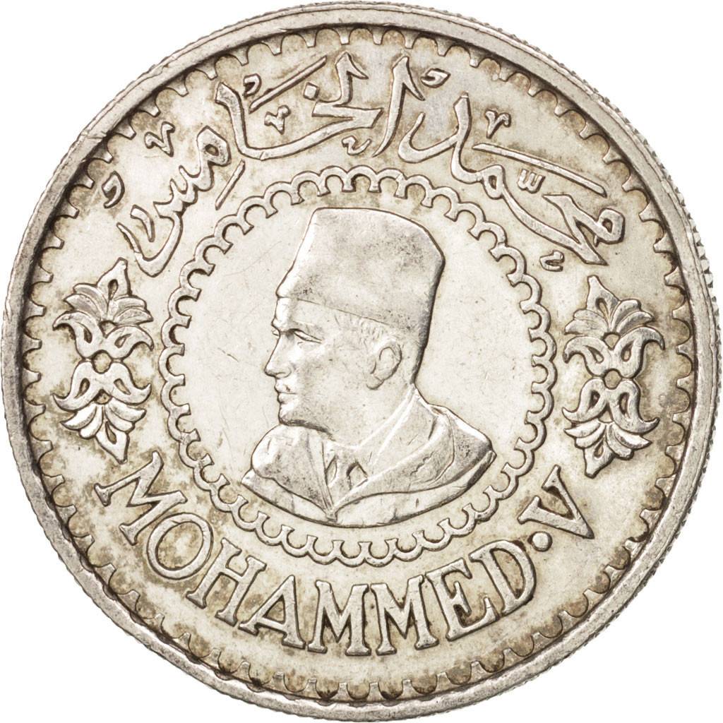 Marocco, Mohammed V, 500 Francs, 1956, Paris, SPL-, Argento, KM:54