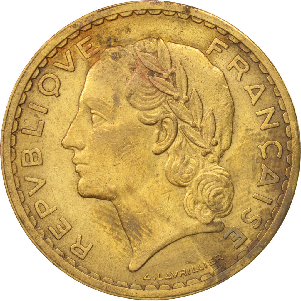 Coin, France, Lavrillier, 5 Francs, 1938, AU(50-53), Aluminum-Bronze, KM:888a.1