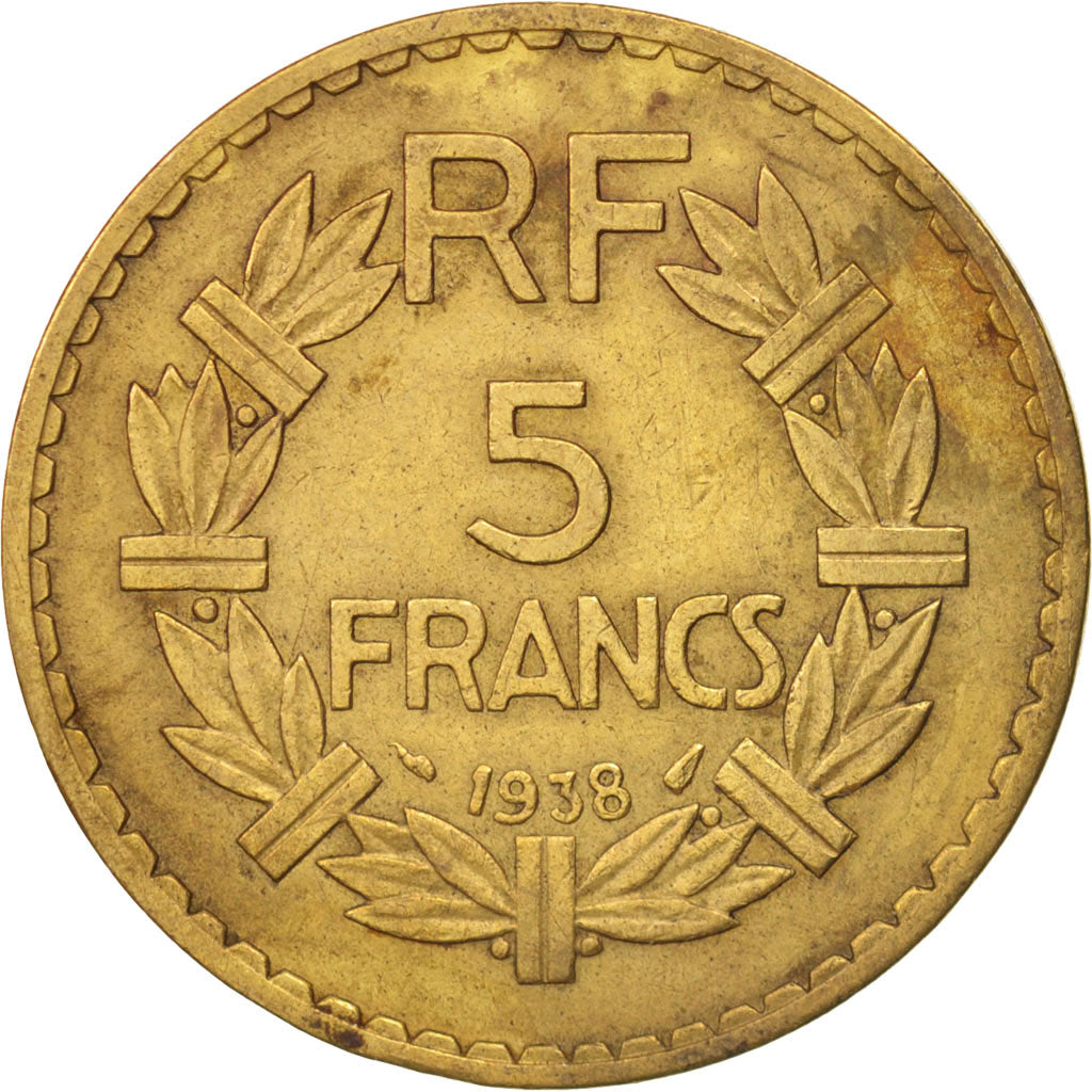 Coin, France, Lavrillier, 5 Francs, 1938, AU(50-53), Aluminum-Bronze, KM:888a.1