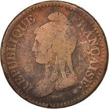 Moneta, Francia, Dupré, Decime, 1796, Paris, MB, Bronzo, KM:644.1, Gadoury:187