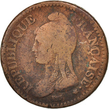 Moneta, Francia, Dupré, Decime, 1796, Paris, MB, Bronzo, KM:644.1, Gadoury:187