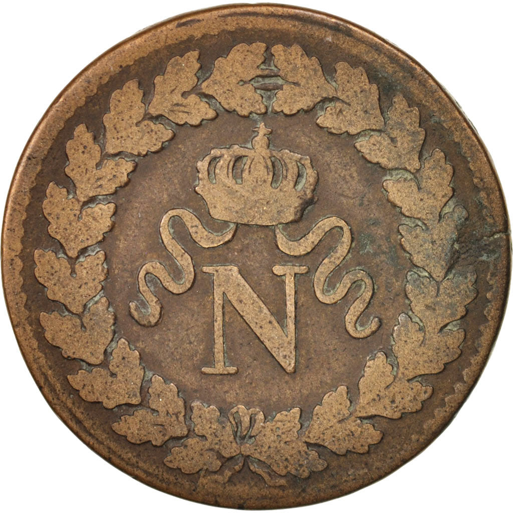 France, Napoléon I, Decime, 1814, Strasbourg, F(12-15), Bronze, KM:700