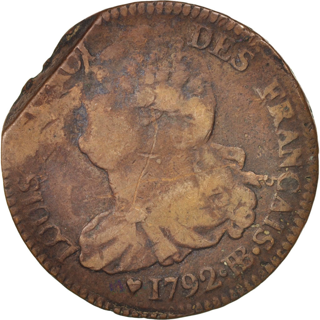 Münze, Frankreich, 2 sols français, 2 Sols, 1792, Strasbourg, S, Bronze