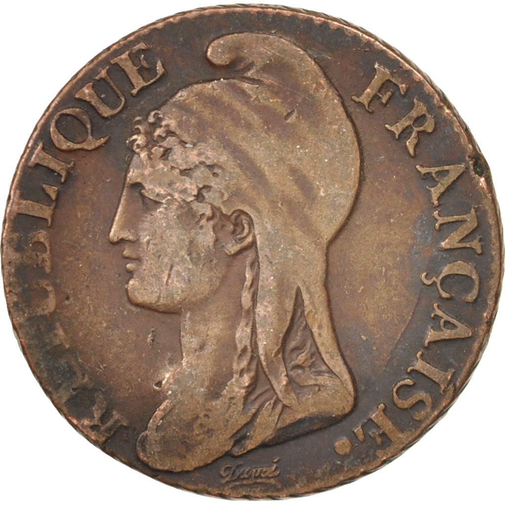 Moneta, Francia, Dupré, 5 Centimes, 1795, Paris, BB, Bronzo, KM:635.1
