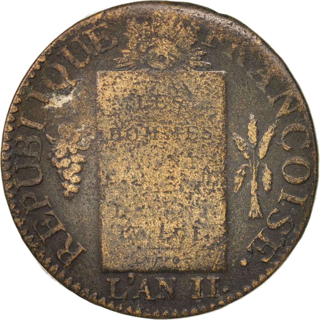 France, Sol aux balances non daté, 1794, Metz, F(12-15), Bronze, KM:620.1