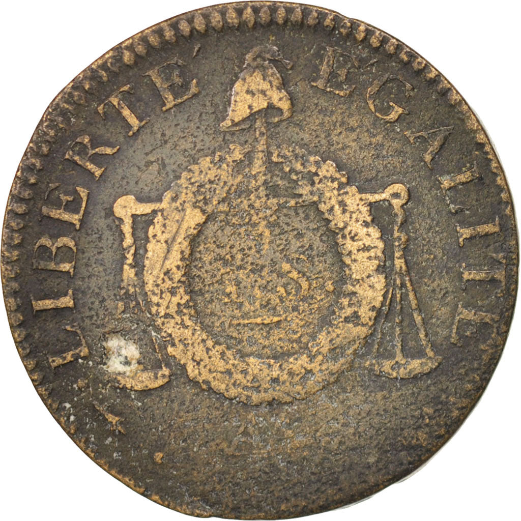 France, Sol aux balances non daté, 1794, Metz, F(12-15), Bronze, KM:620.1