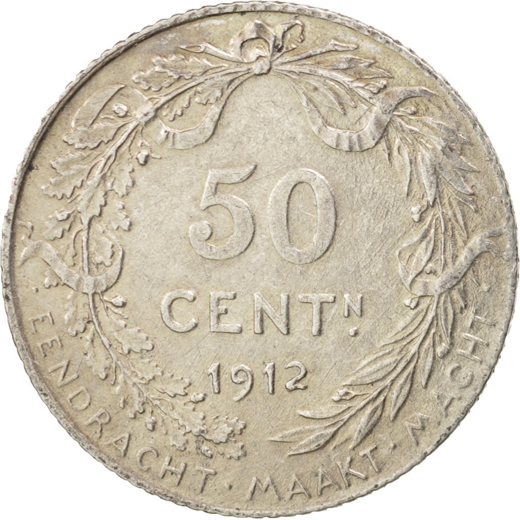 Belgium, 50 Centimes, 1912, AU(50-53), Silver, KM:71