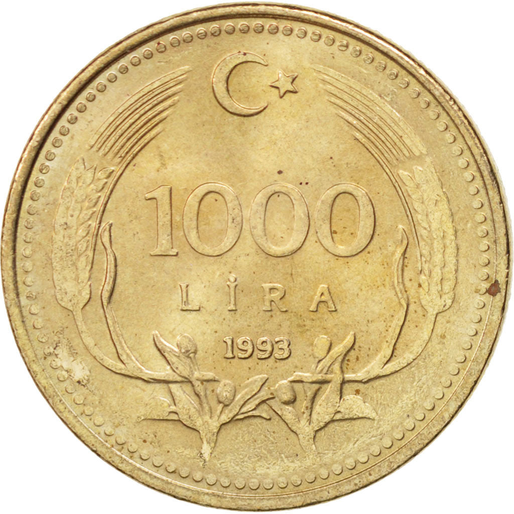 Münze, Türkei, 1000 Lira, 1993, SS+, Nickel-brass, KM:997