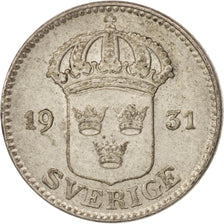 Münze, Schweden, Gustaf V, 25 Öre, 1931, SS+, Silber, KM:785