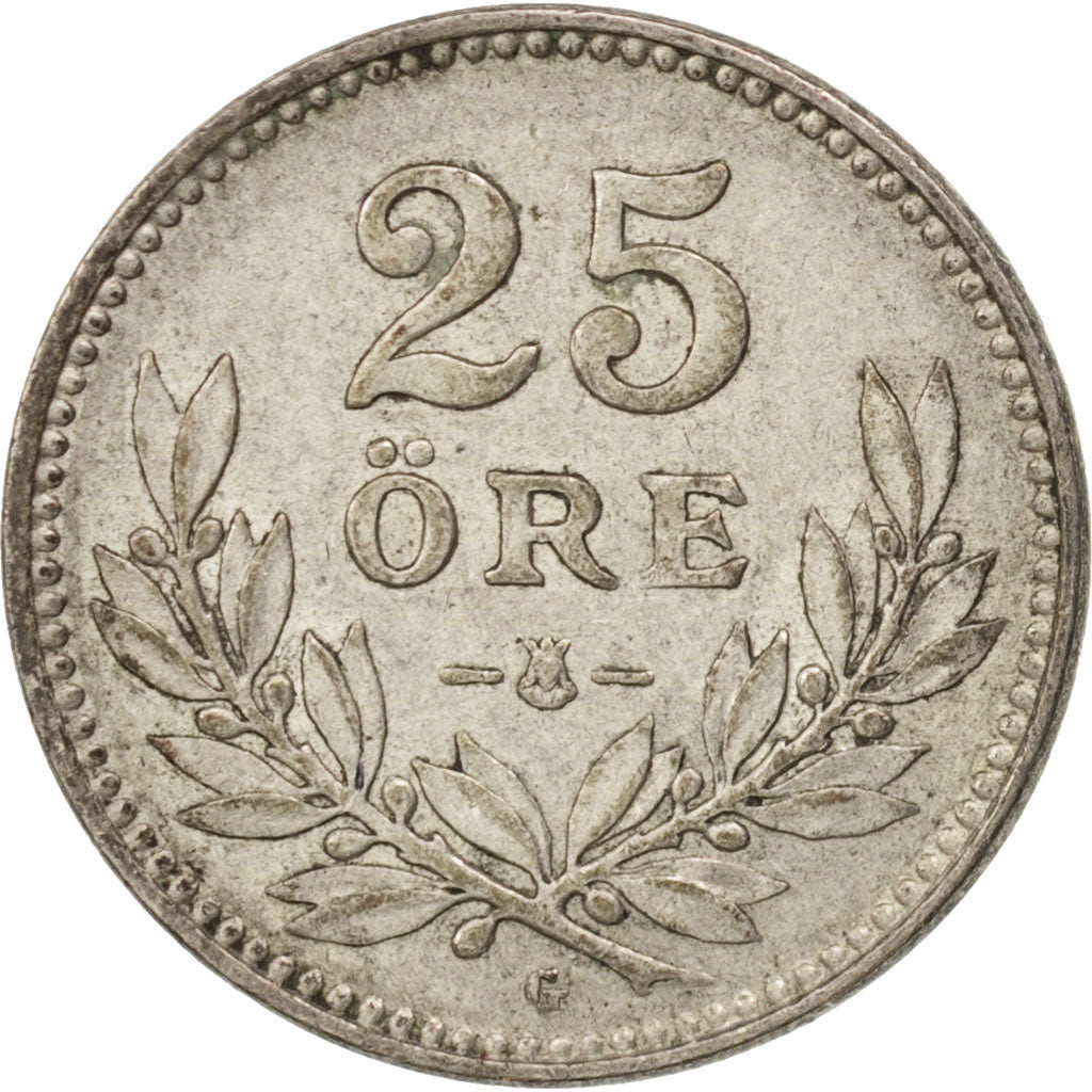 Coin, Sweden, Gustaf V, 25 Öre, 1931, AU(50-53), Silver, KM:785