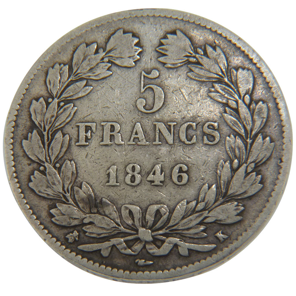 FRANCE, Louis-Philippe, 5 Francs, 1846, Bordeaux, VF(30-35), Silver, Gadoury...