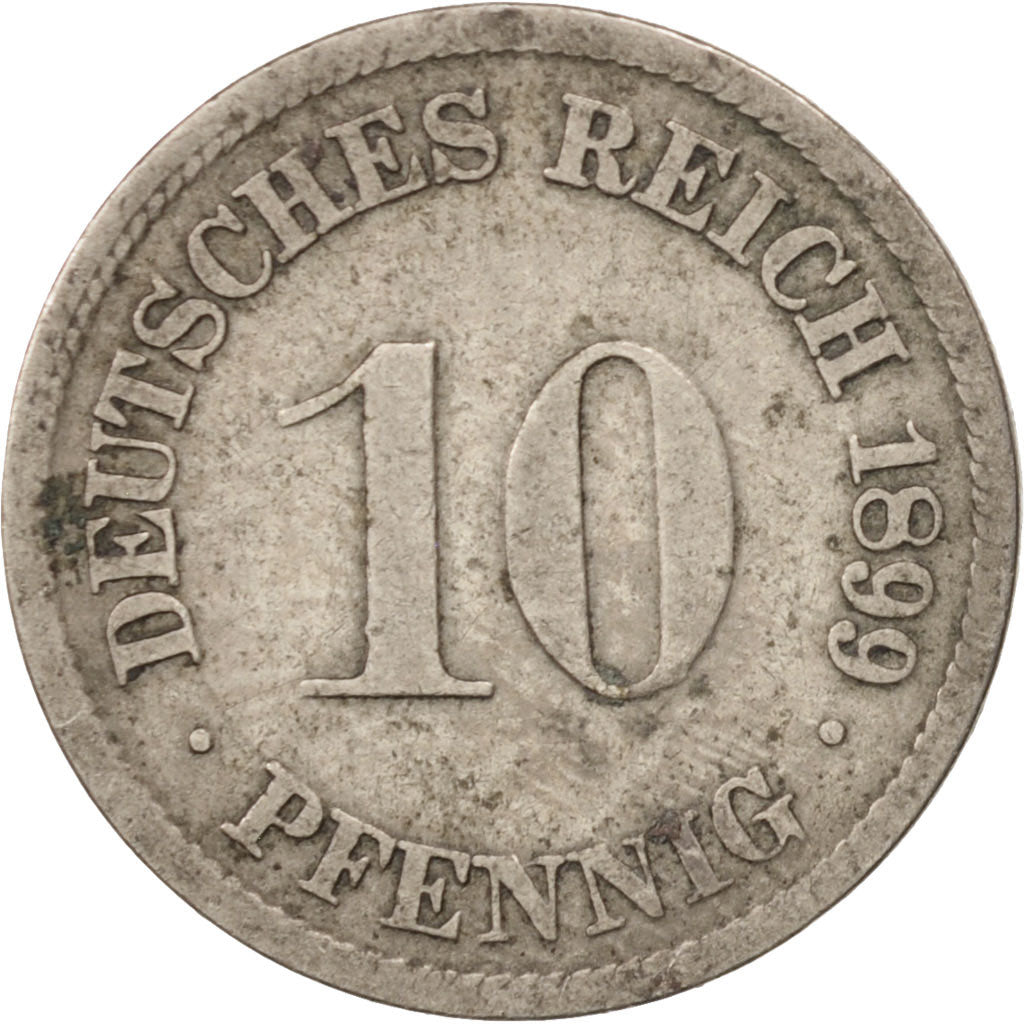 Coin, GERMANY - EMPIRE, Wilhelm II, 10 Pfennig, 1899, Munich, VF(30-35)