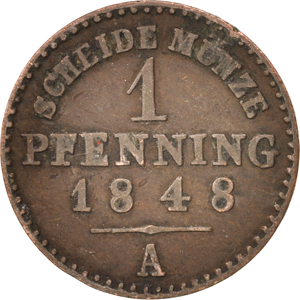German States, PRUSSIA, Friedrich Wilhelm IV, Pfennig, 1848, Berlin, VF(20-25)