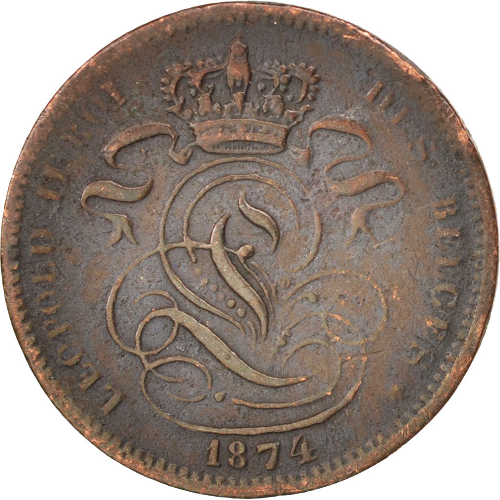 Belgium, Leopold II, Centime, 1874, EF(40-45), Copper, KM:33.1